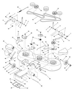 46" Mower Deck - Clutch And Support Diagram and Parts List for 7800400-ELT22460H 2009 Briggs and Stratton Lawn Tractor
